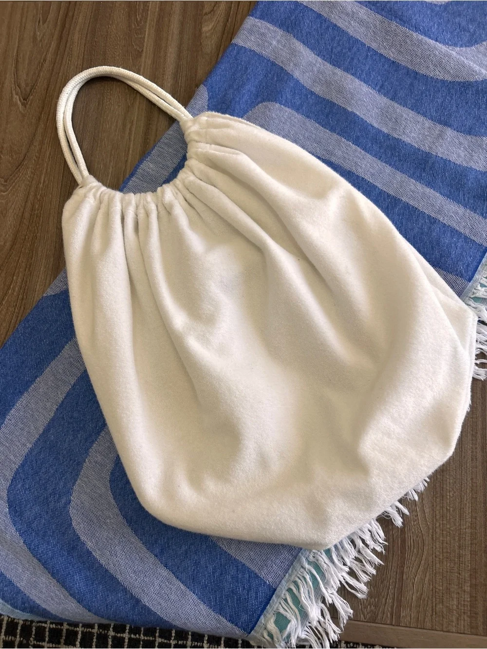 Terry Cloth Beach Bag White Rope Handles + Beach Towel Set of 2 Reworked UPwork